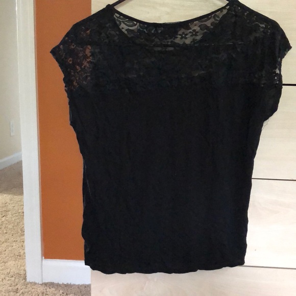 Black cotton and lace shirt - Picture 3 of 3